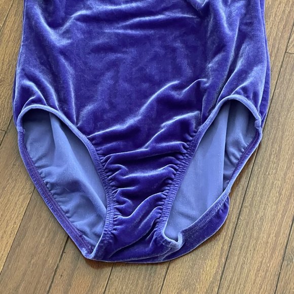 GK Elite Sportswear Purple Velour Gem Front Leotard Size Adult Large - Picture 2 of 11